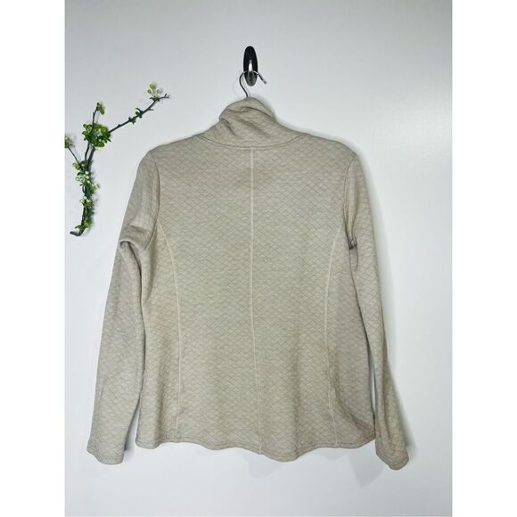Kuhl Oatmeal Diamond Weave Cowl Neck Pullover Merino Wool Blend - Picture 10 of 10